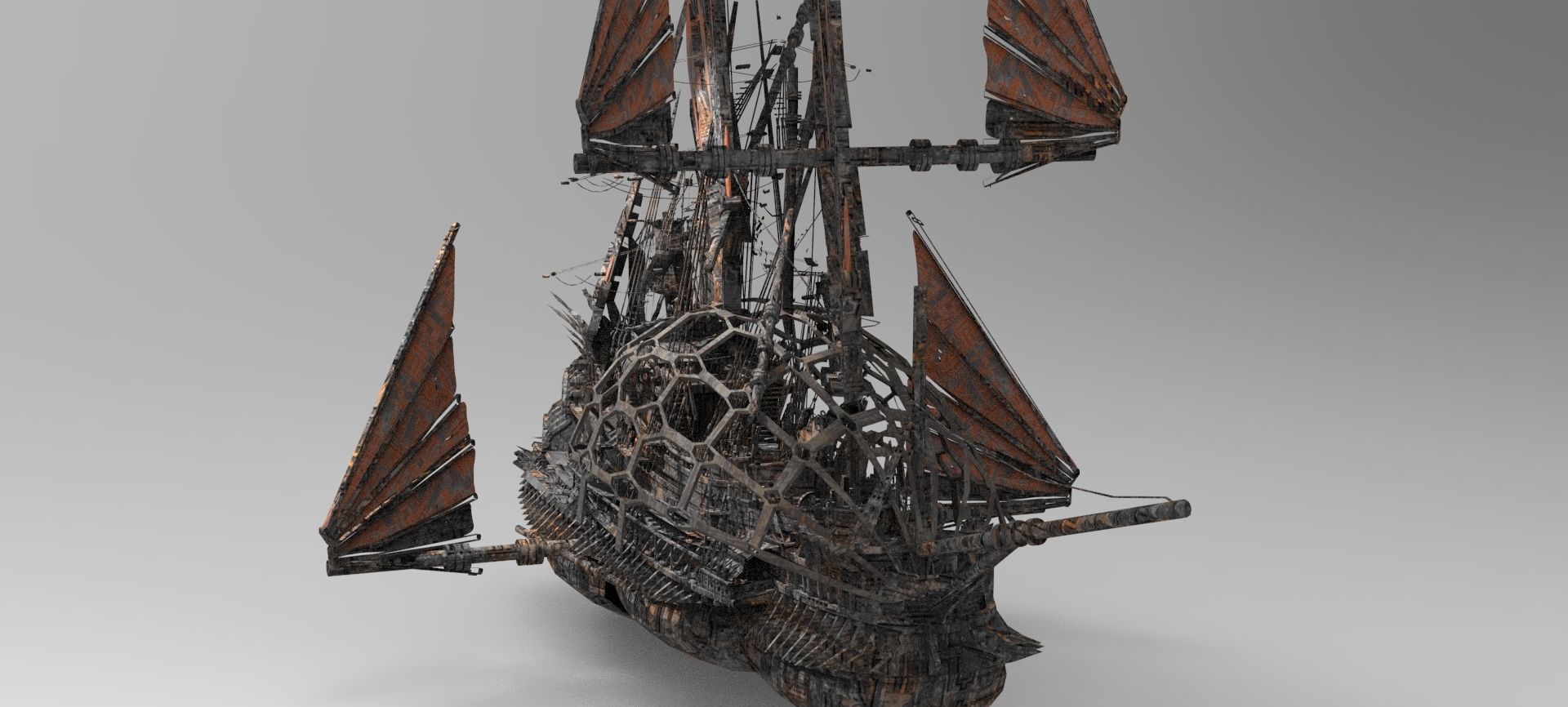Great Khan Red fin Ship  3D model_2