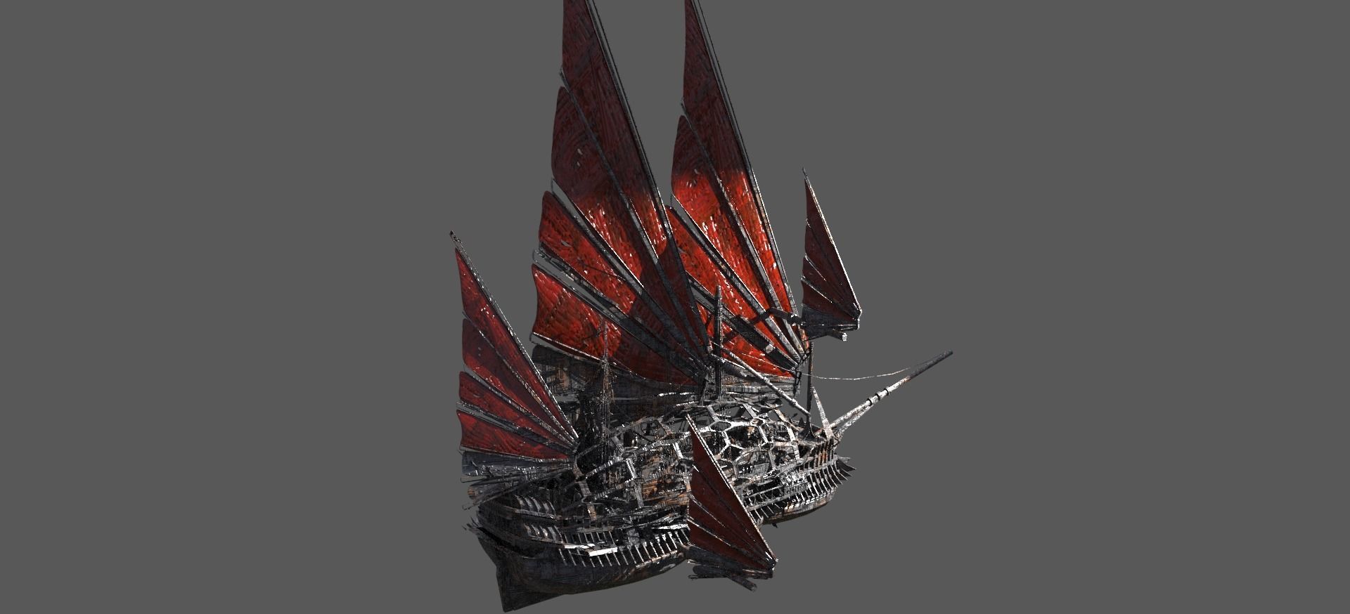 Great Khan Red fin Ship  3D model_5