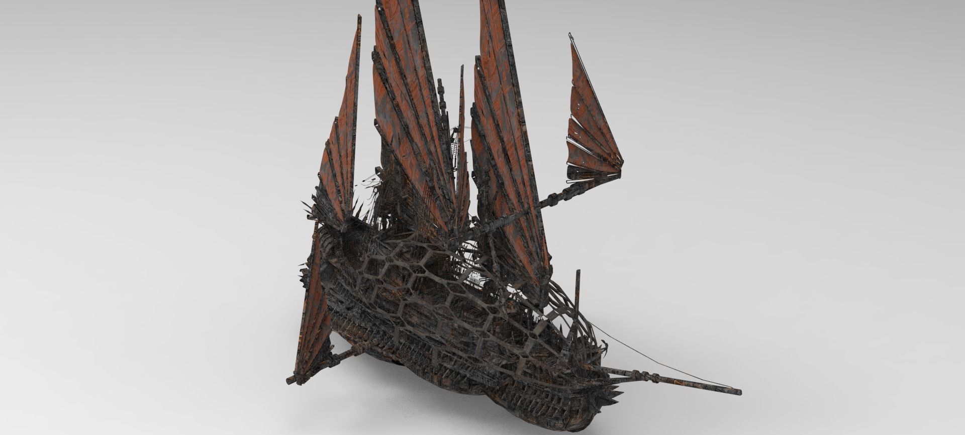 Great Khan Red fin Ship  3D model_3
