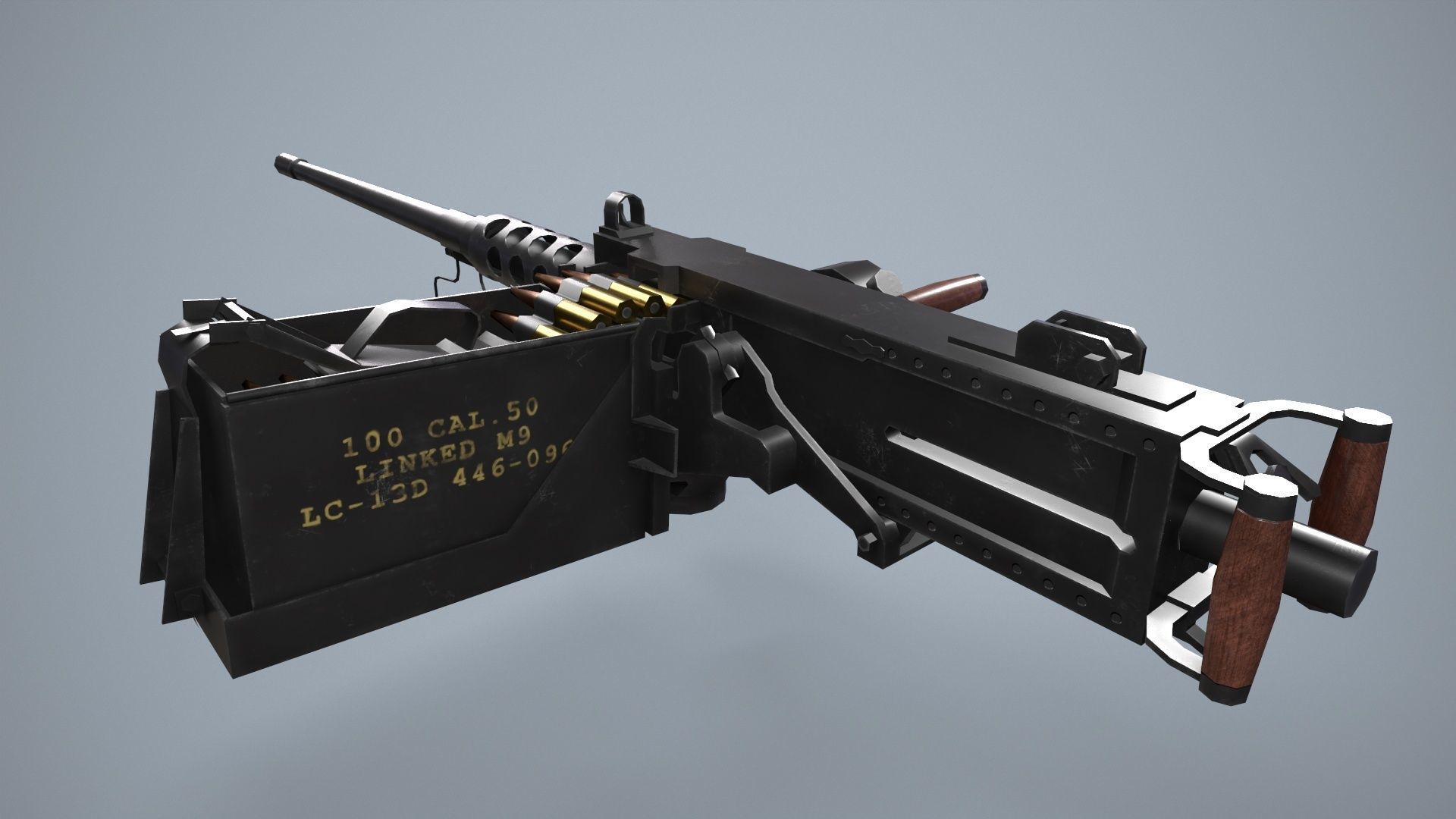 M2 Browning Machine Gun Low-poly 3D model_3