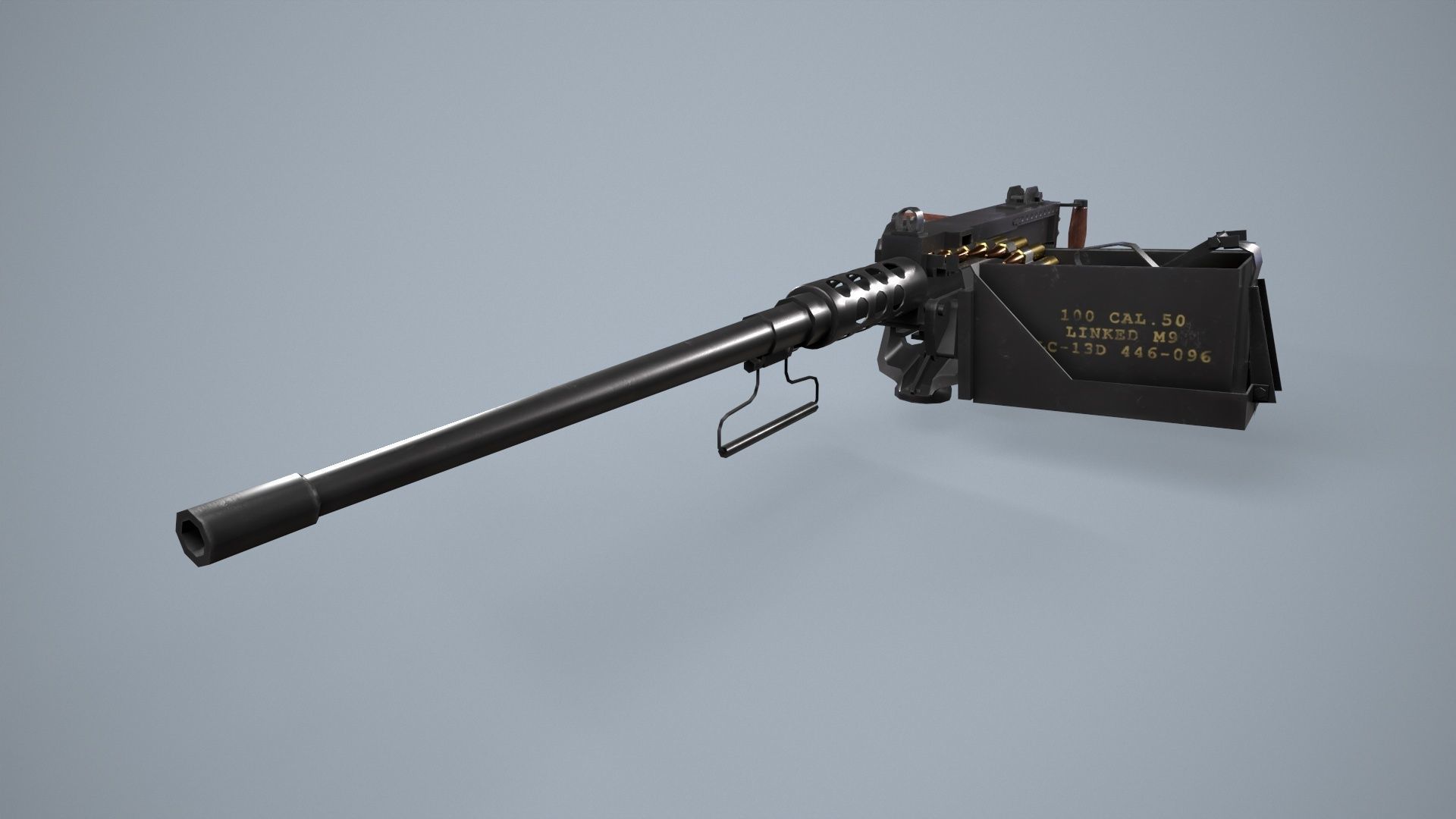 M2 Browning Machine Gun Low-poly 3D model_2