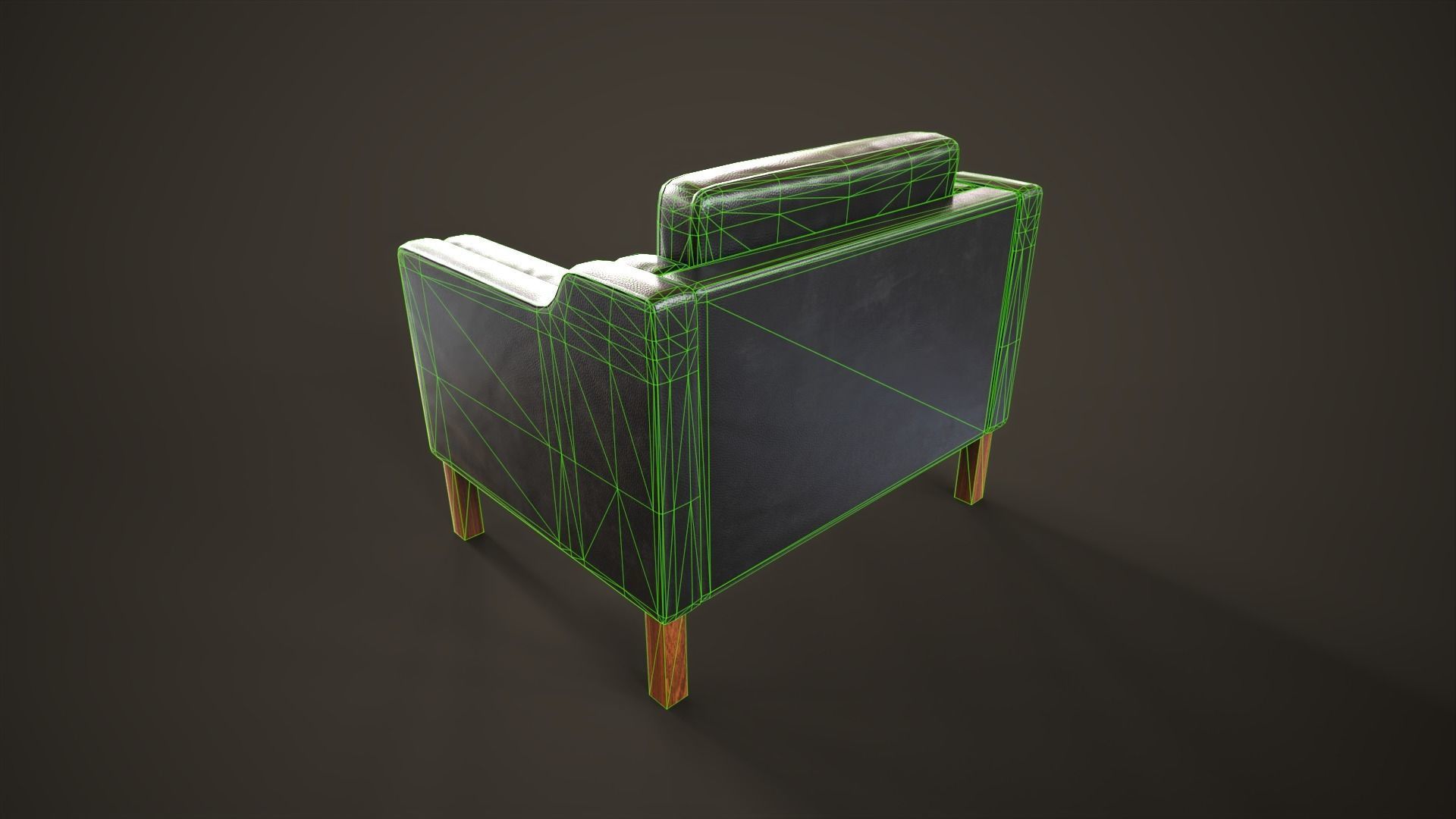 Leather sofas and armchair Low-poly 3D model_25