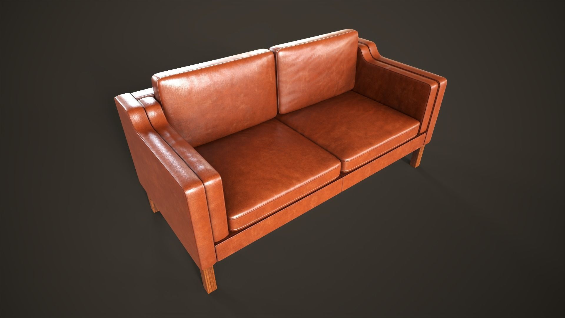 Leather sofas and armchair Low-poly 3D model_17