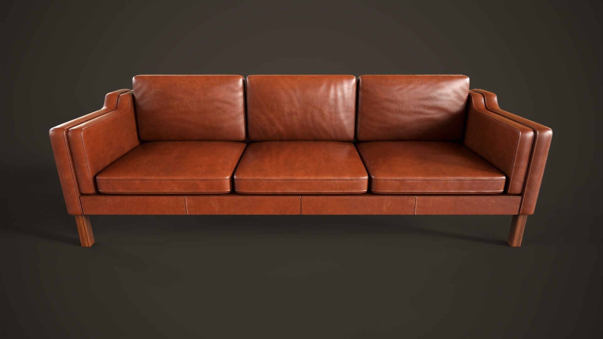 Leather sofas and armchair Low-poly 3D model_11