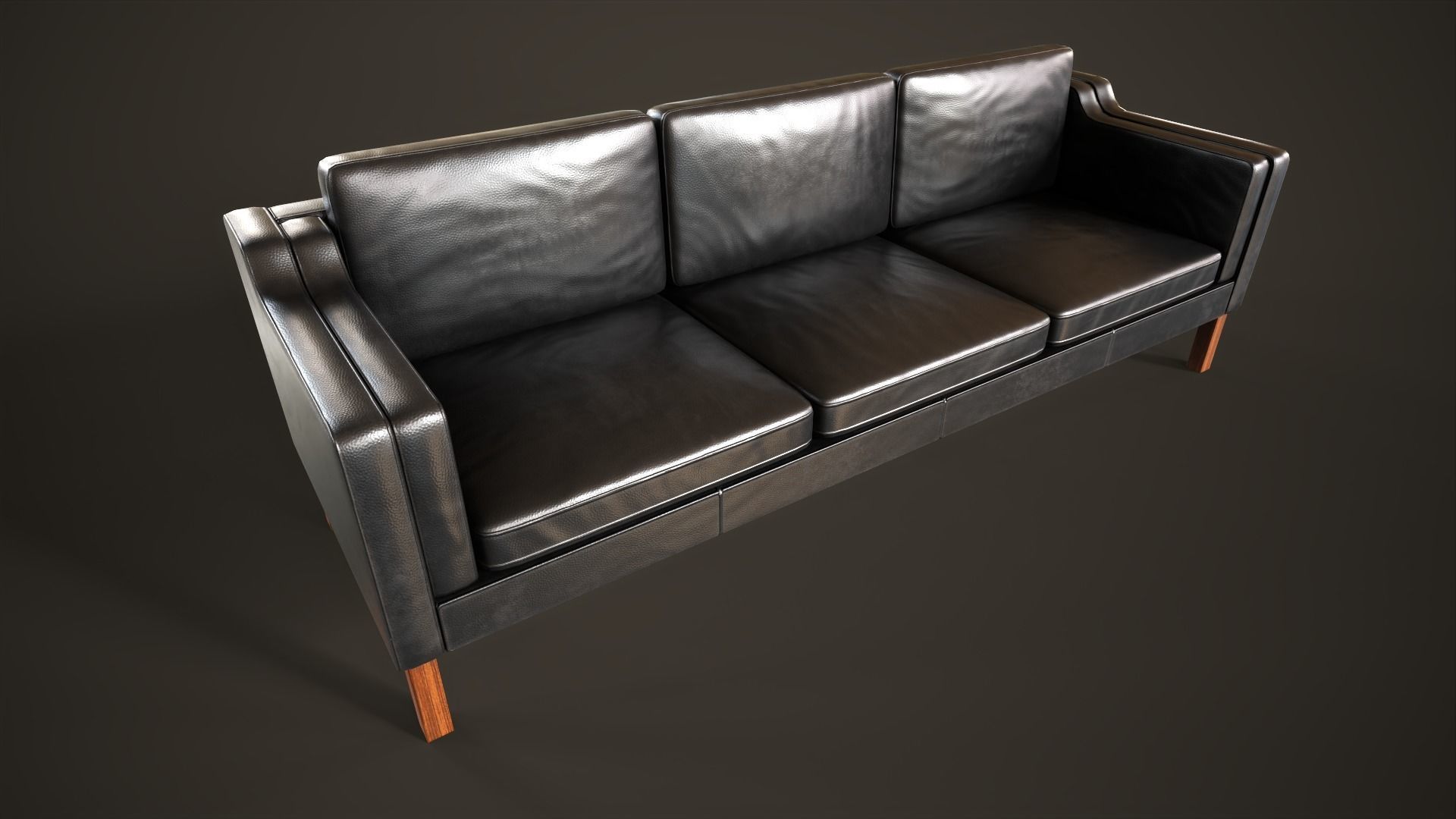 Leather sofas and armchair Low-poly 3D model_8