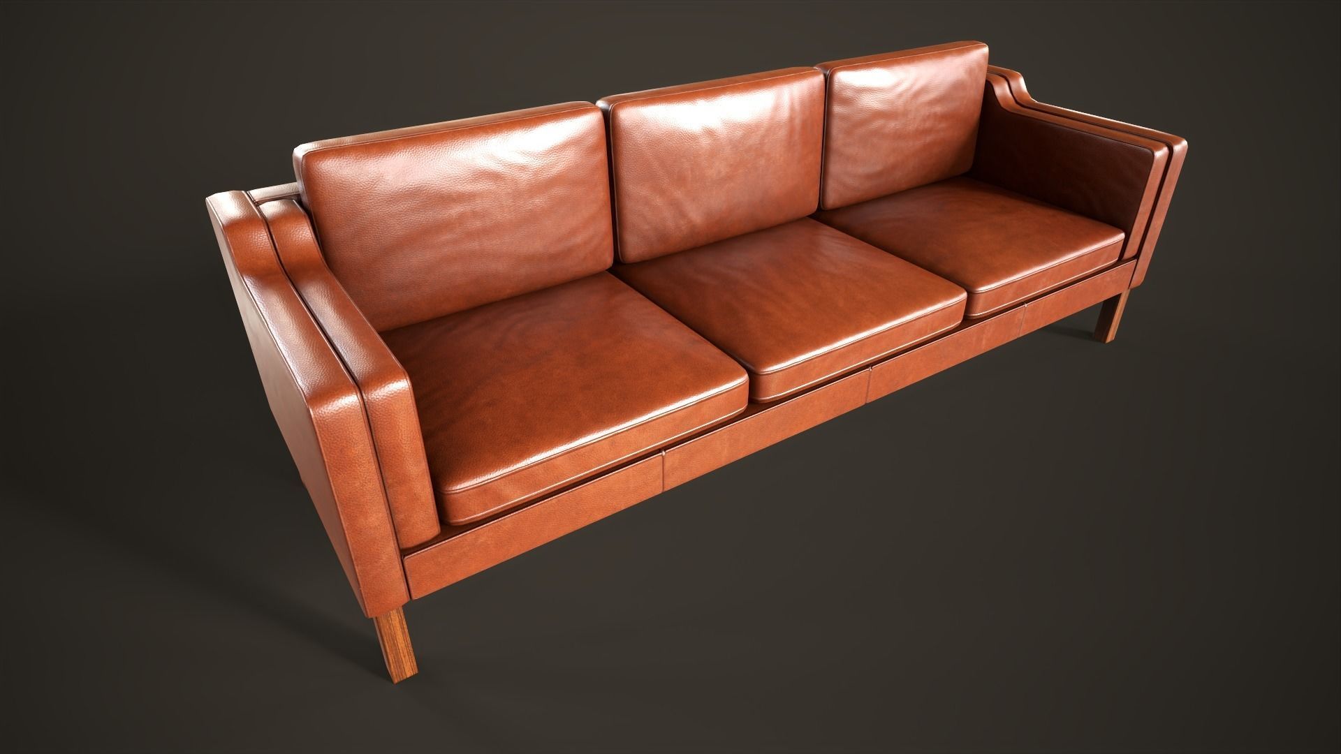 Leather sofas and armchair Low-poly 3D model_9