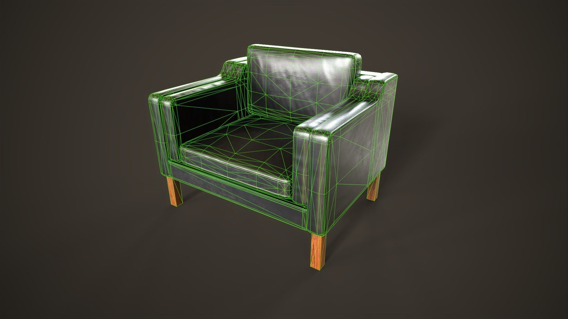 Leather sofas and armchair Low-poly 3D model_24