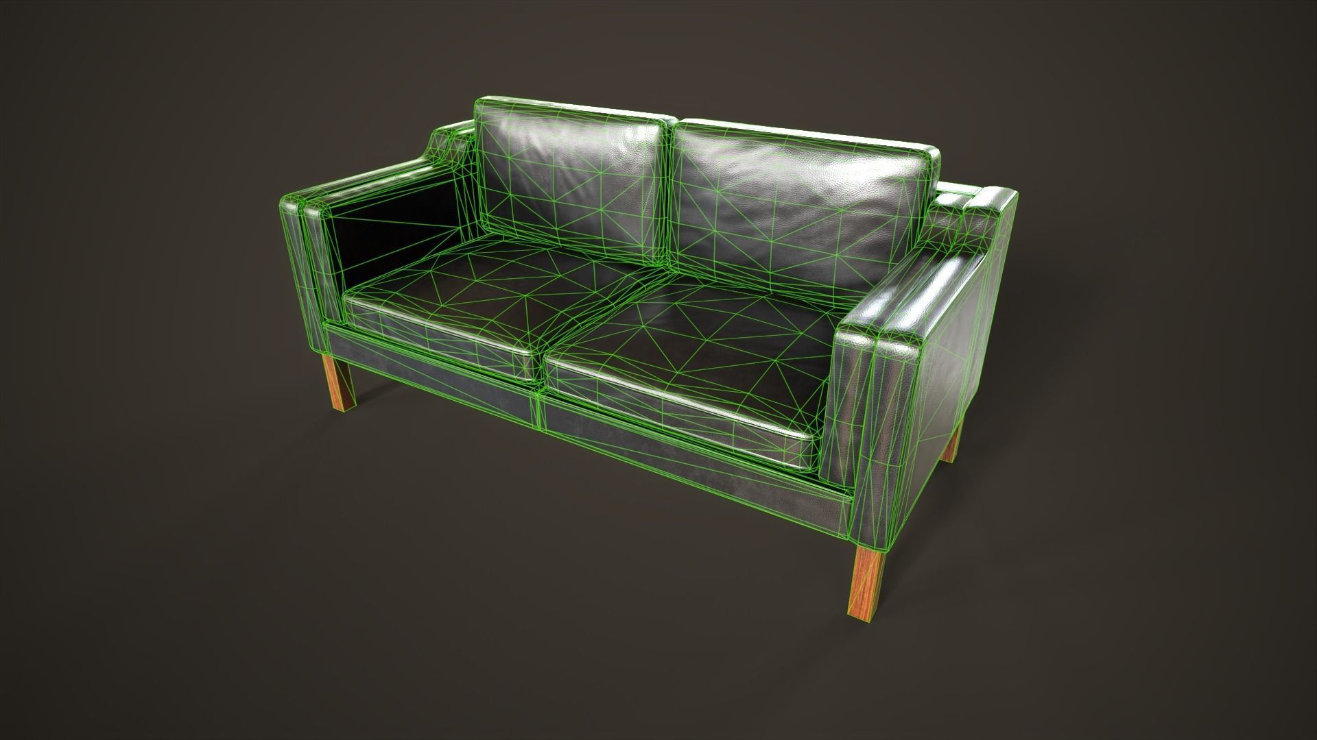 Leather sofas and armchair Low-poly 3D model_27