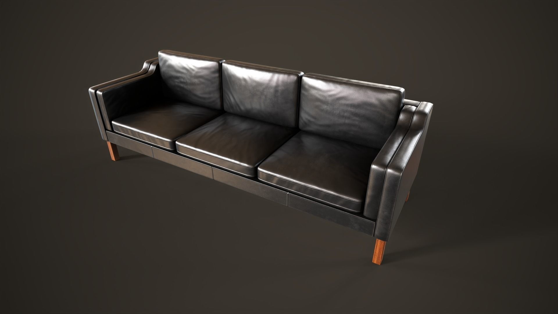Leather sofas and armchair Low-poly 3D model_4