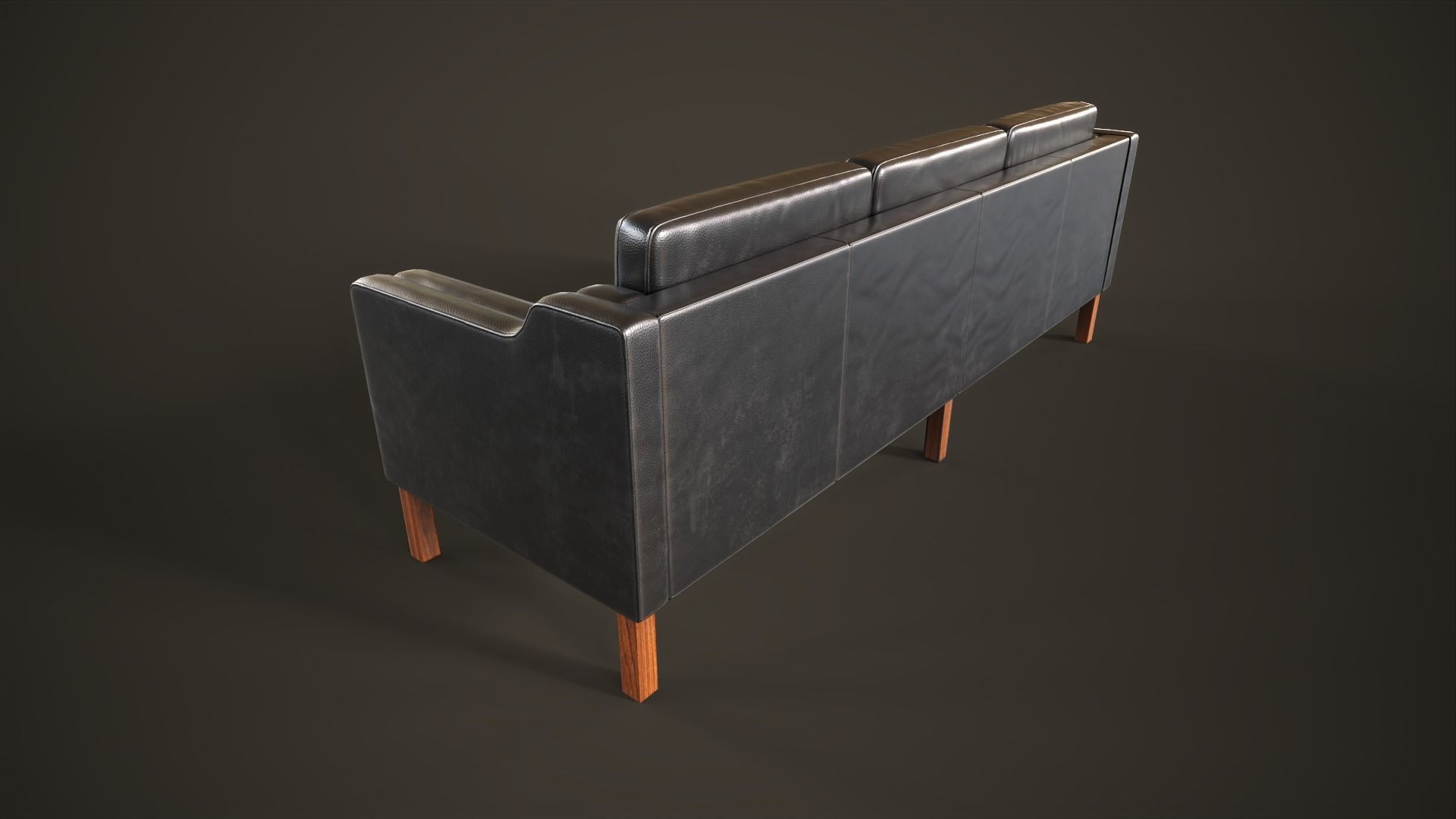 Leather sofas and armchair Low-poly 3D model_6