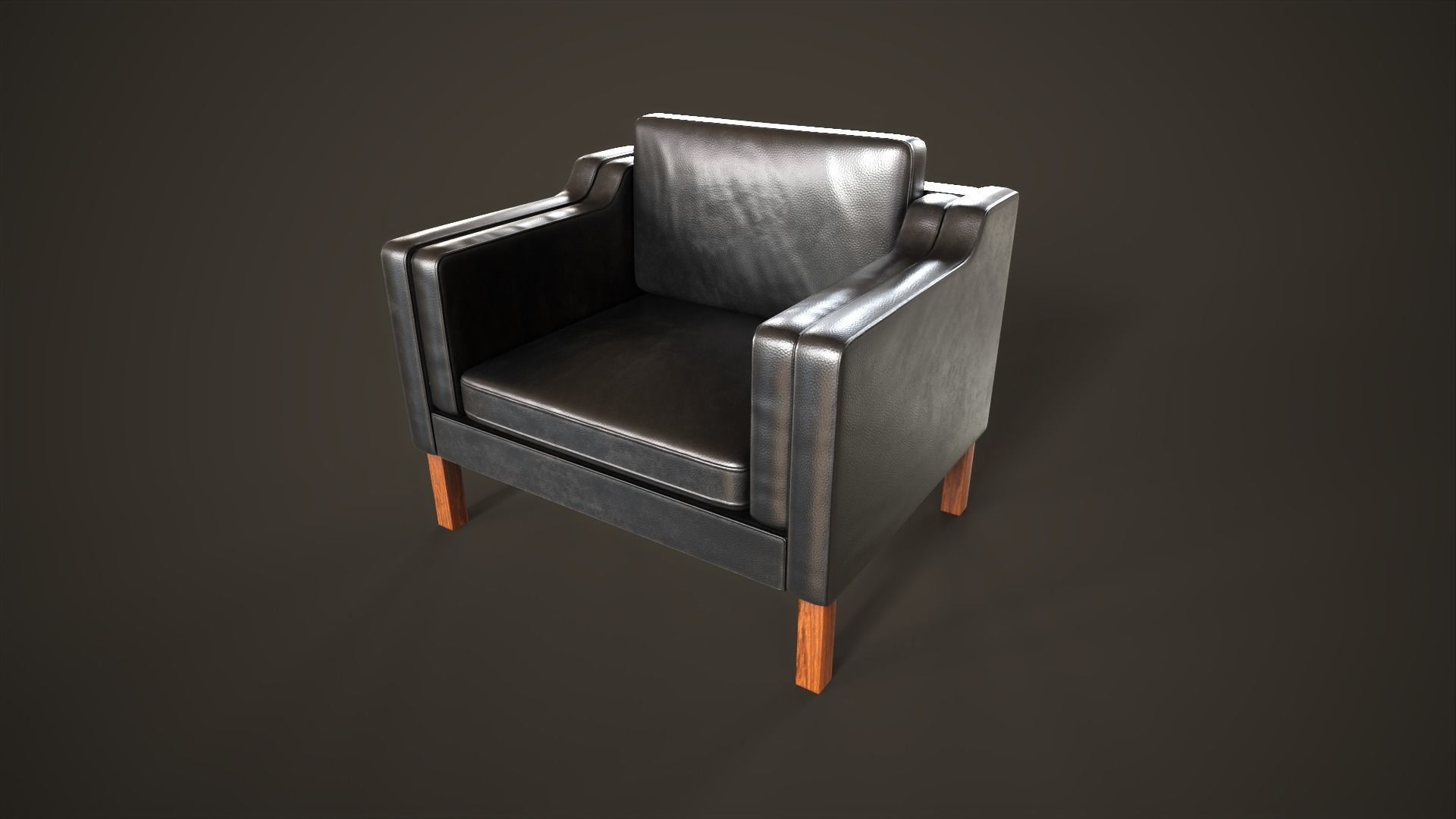 Leather sofas and armchair Low-poly 3D model_21