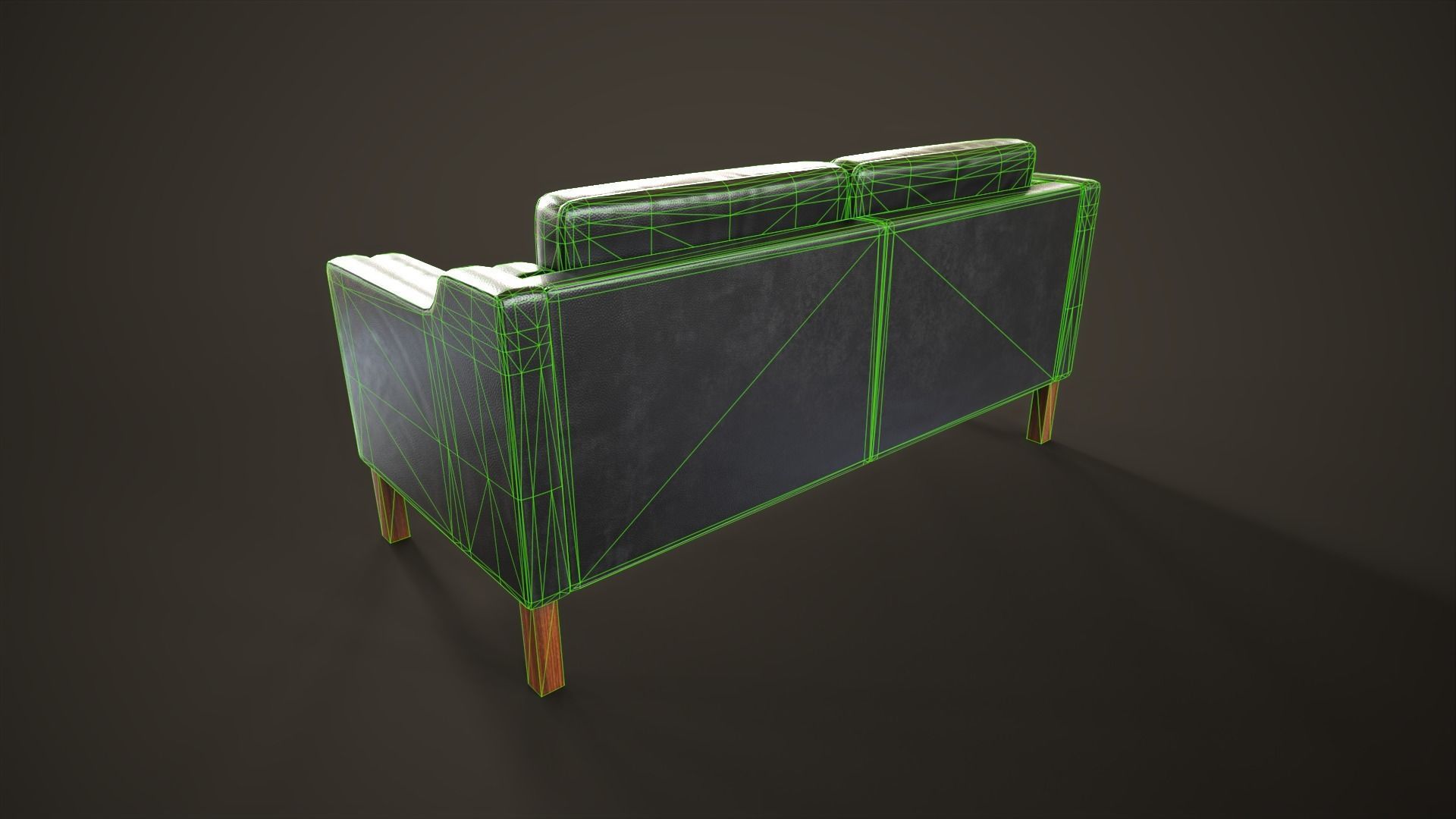 Leather sofas and armchair Low-poly 3D model_26