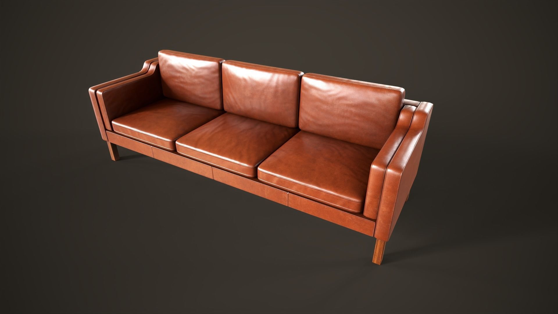 Leather sofas and armchair Low-poly 3D model_5