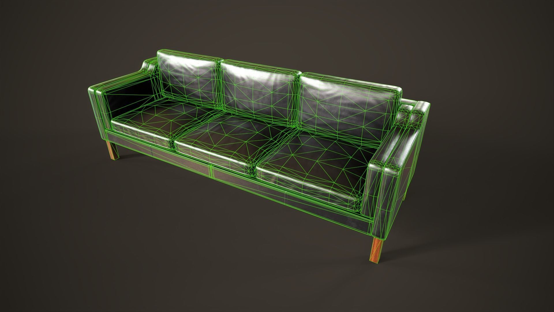 Leather sofas and armchair Low-poly 3D model_23