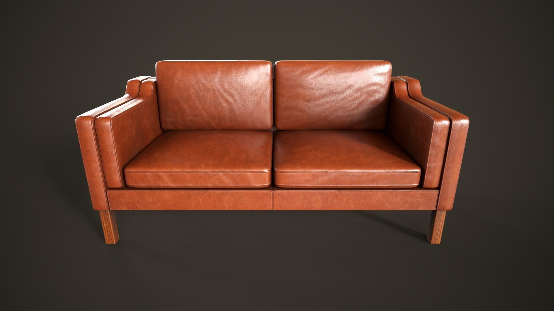 Leather sofas and armchair Low-poly 3D model_12