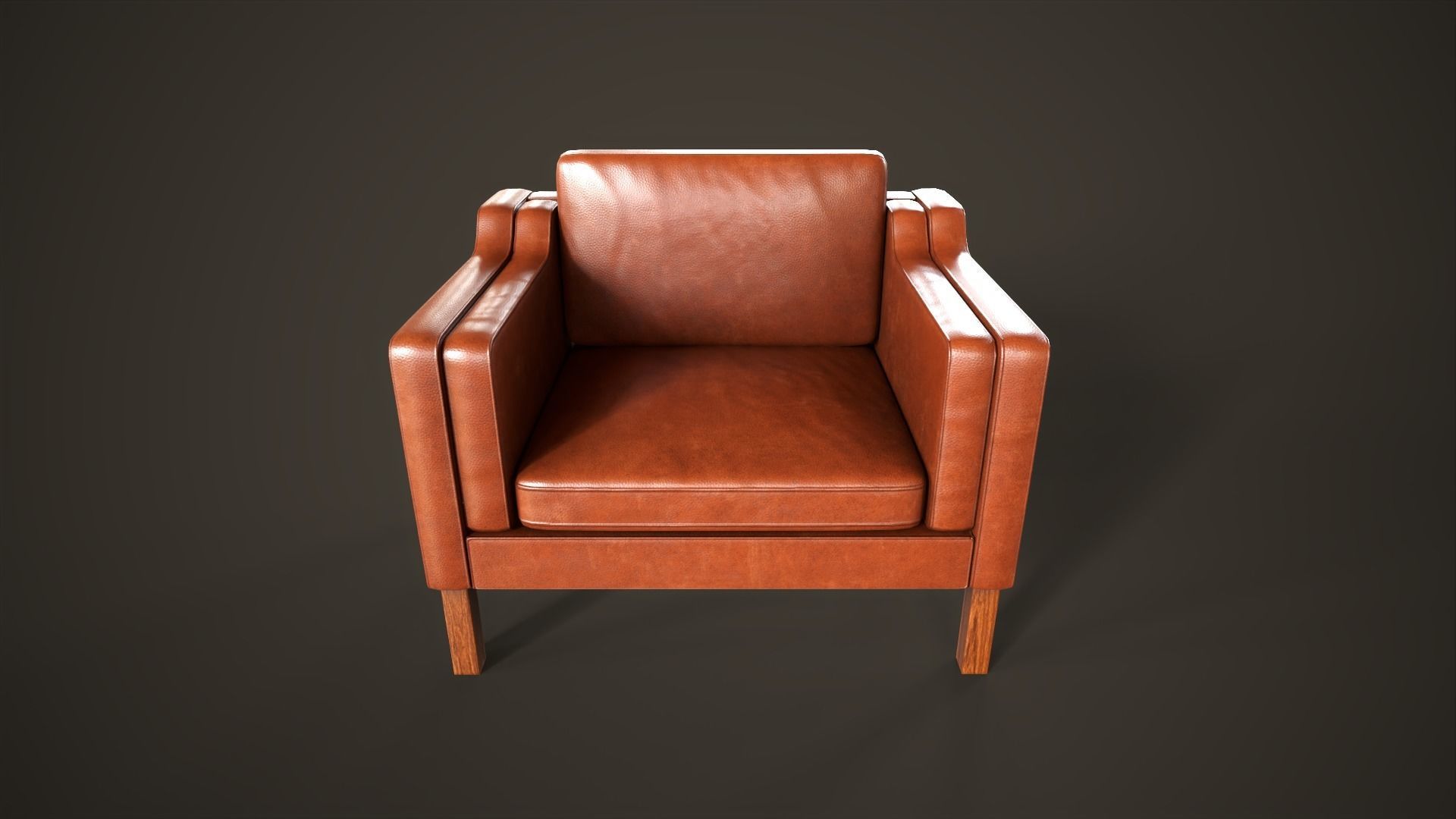 Leather sofas and armchair Low-poly 3D model_19