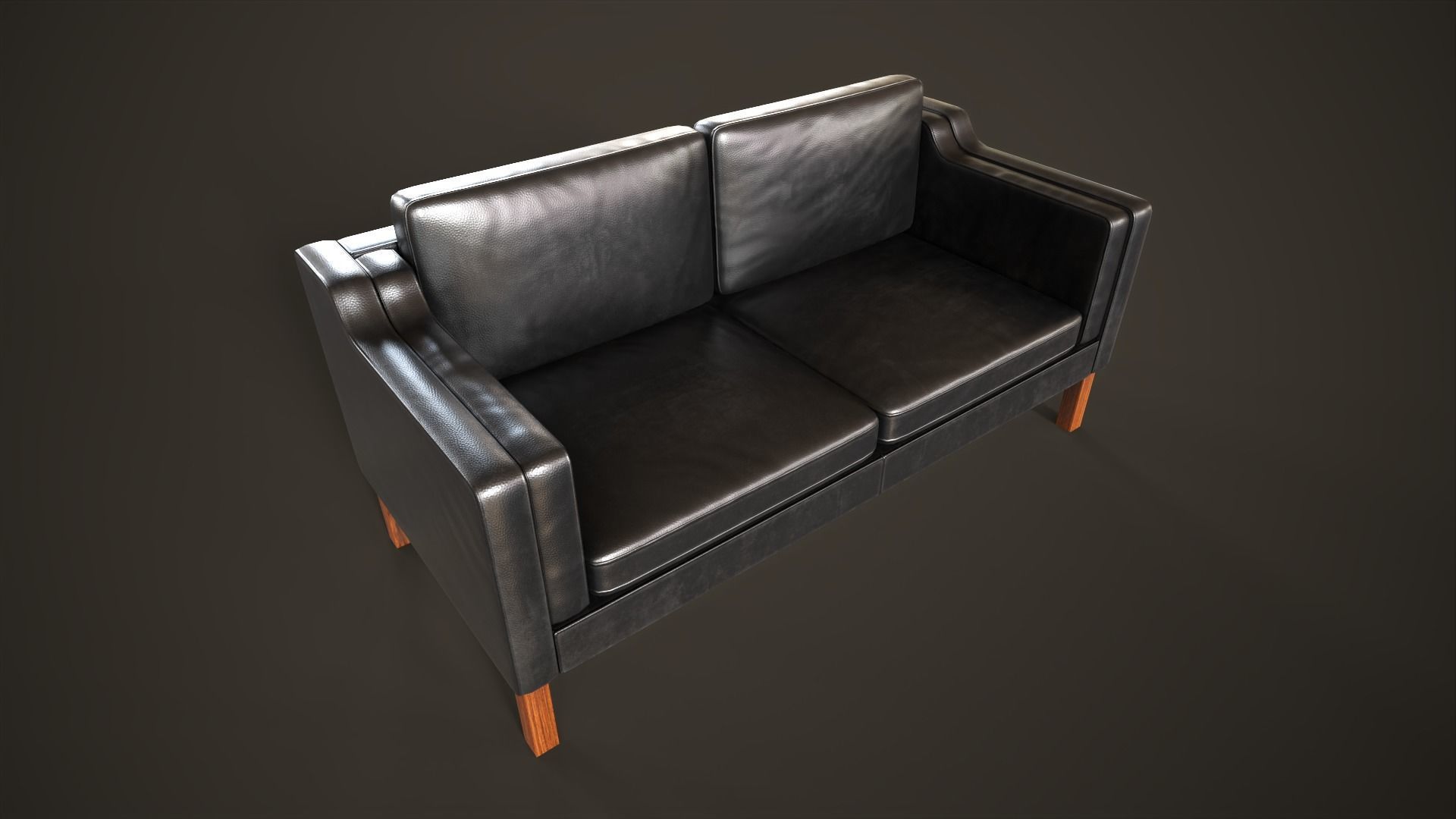 Leather sofas and armchair Low-poly 3D model_18