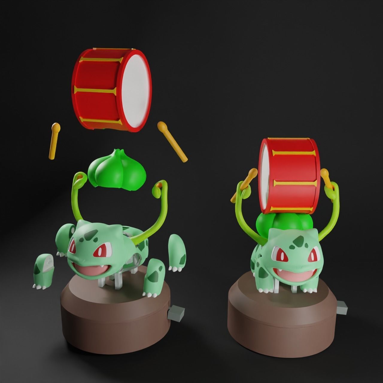 POKEMON BULBASAUR DRUM AUTOMATA - ARTICULATED FLEXI 3D print model_4