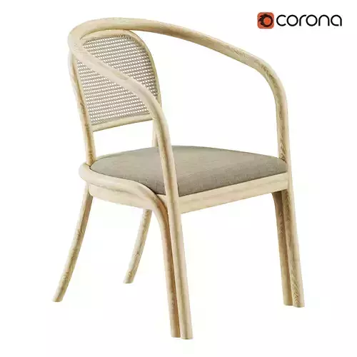GARDEN ARMCHAIR IN OAK AND WICKER ORANGE JOANA