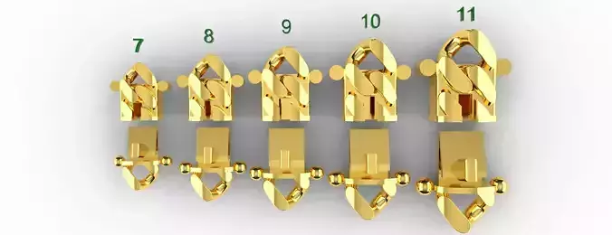 Cuban chain box lock clasp in 5 sizes 3D print model