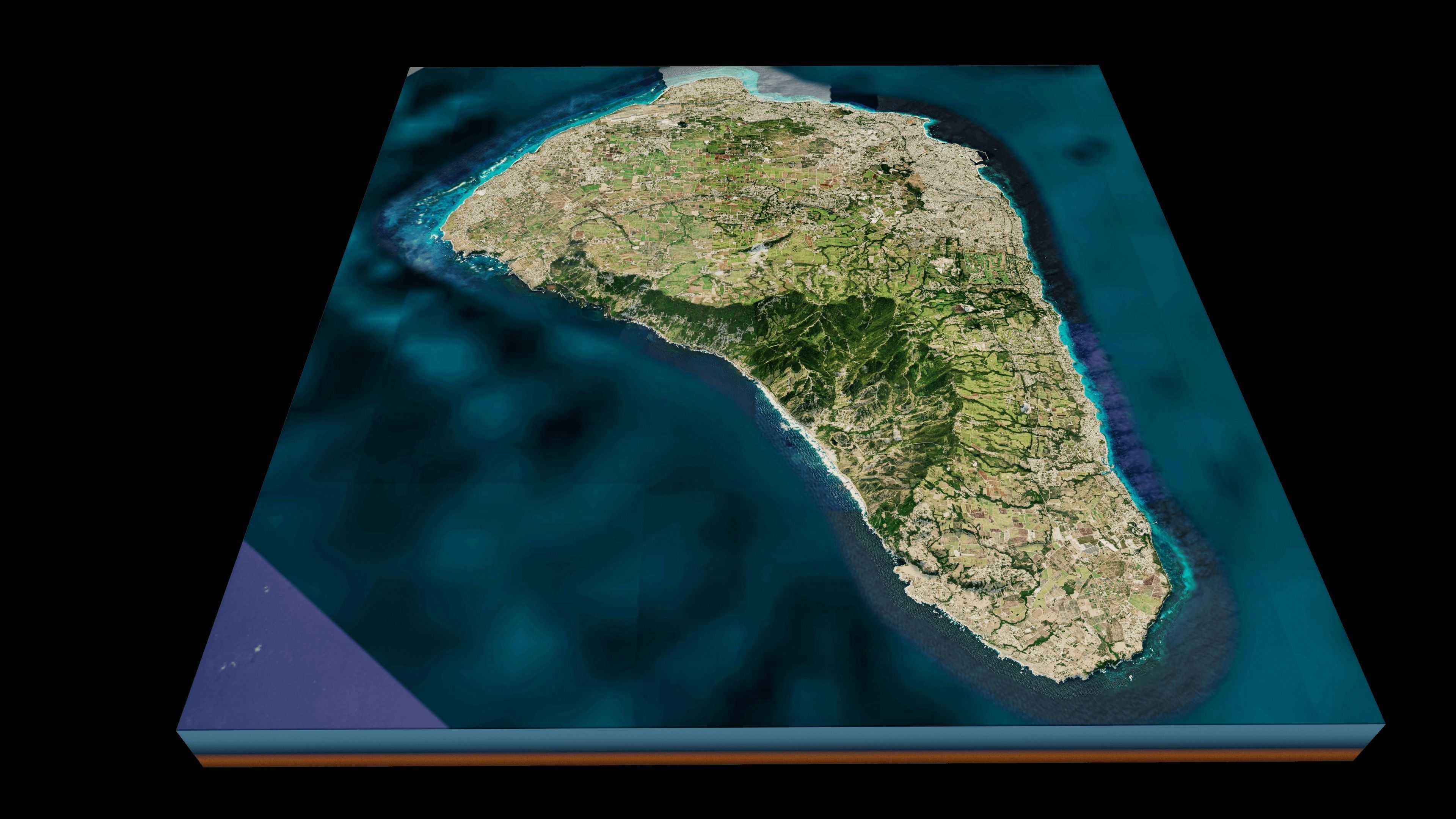 barbados full Island 3d model terrain Low-poly 3D model_1