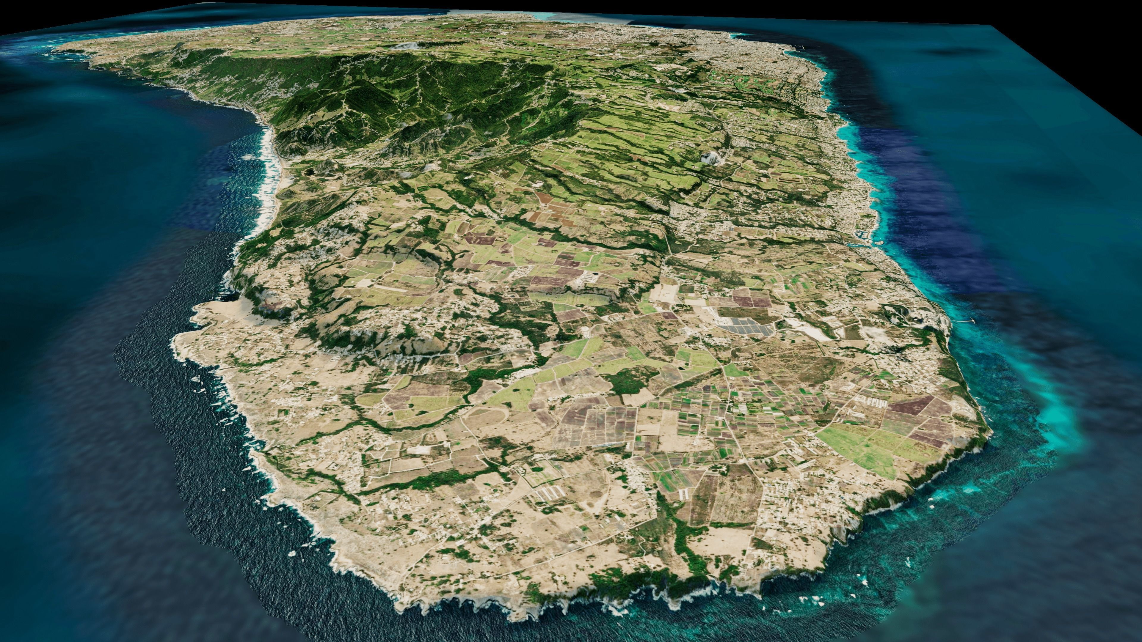 barbados full Island 3d model terrain Low-poly 3D model_3