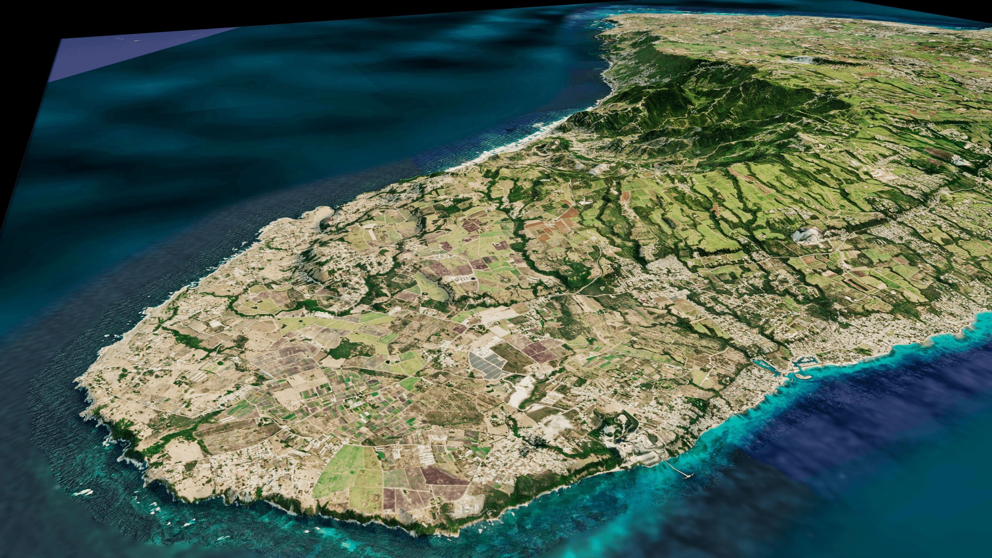 barbados full Island 3d model terrain Low-poly 3D model_2
