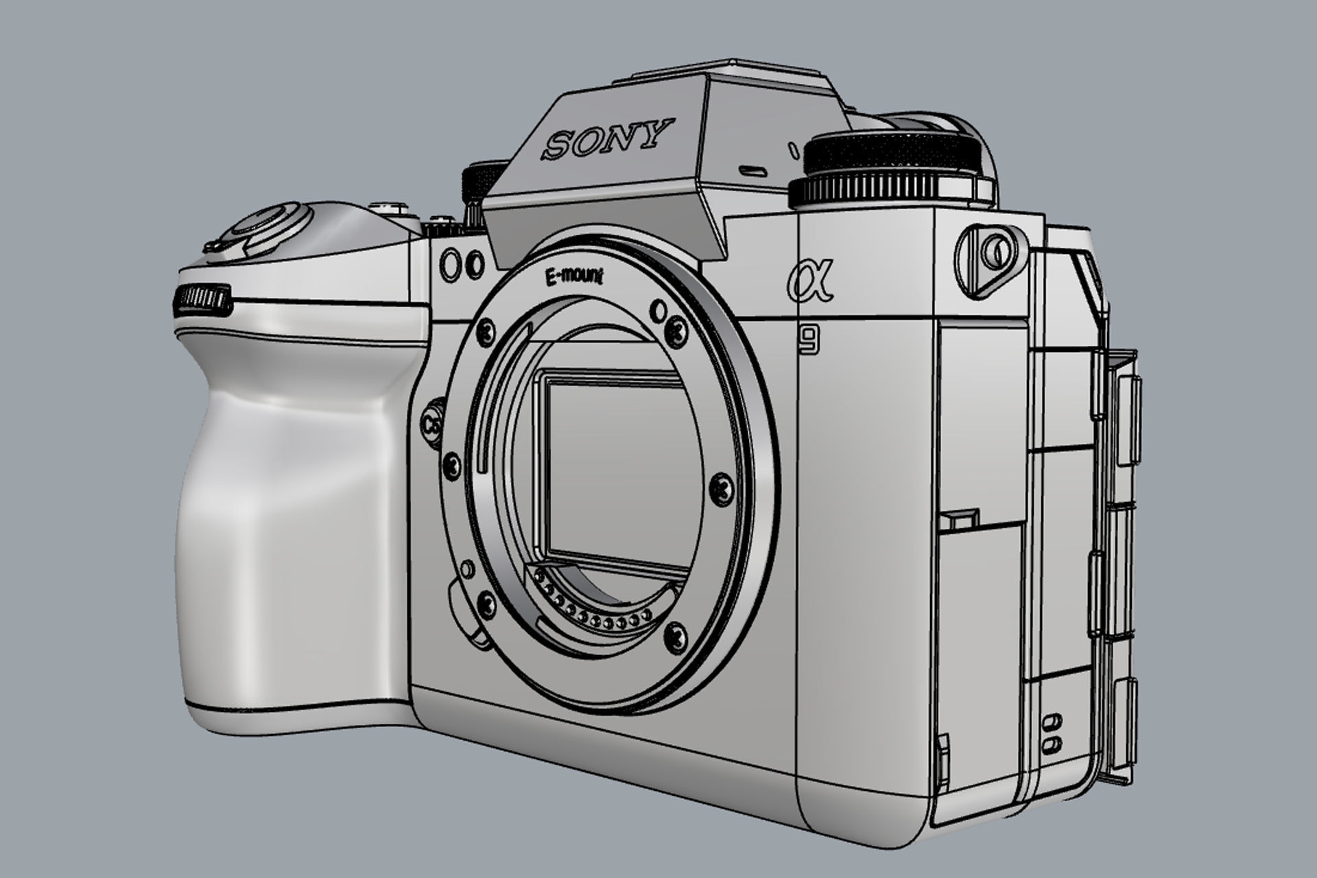 Sony Alpha 9 III with lens 3D model_16