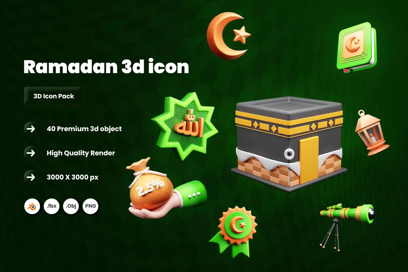 Ramadan 3d Illustration Icon Pack 3D model_0