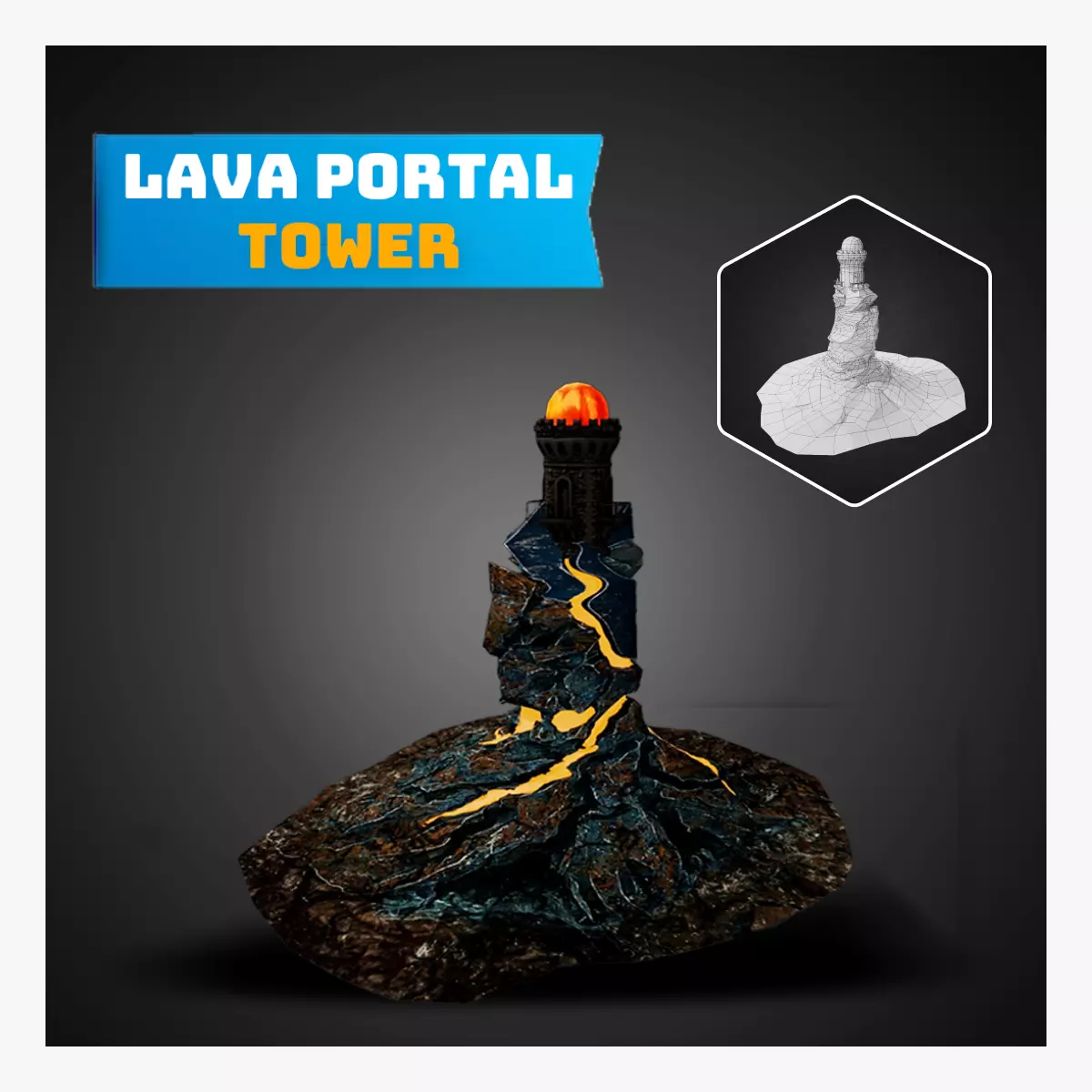 Lava Portal Tower Low-poly 3D model_0