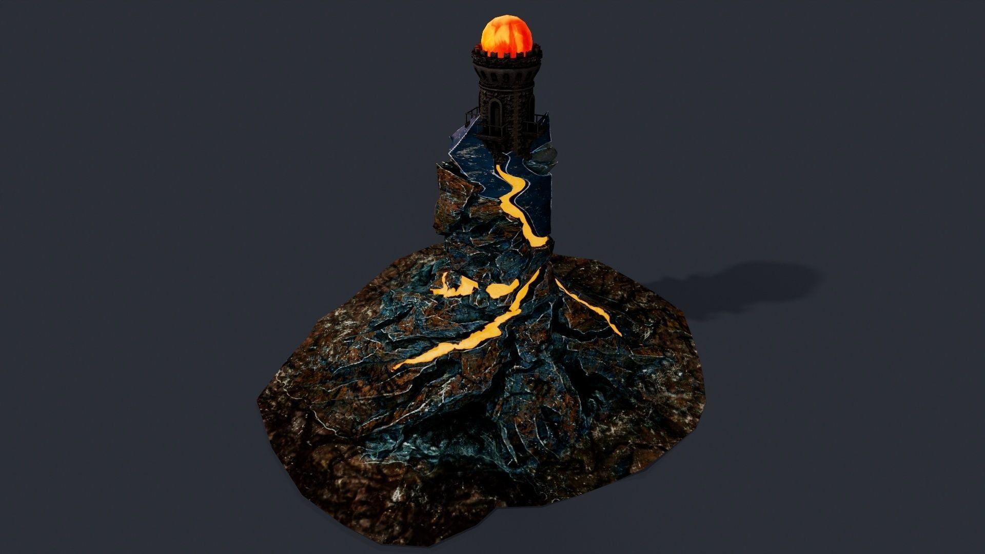 Lava Portal Tower Low-poly 3D model_1
