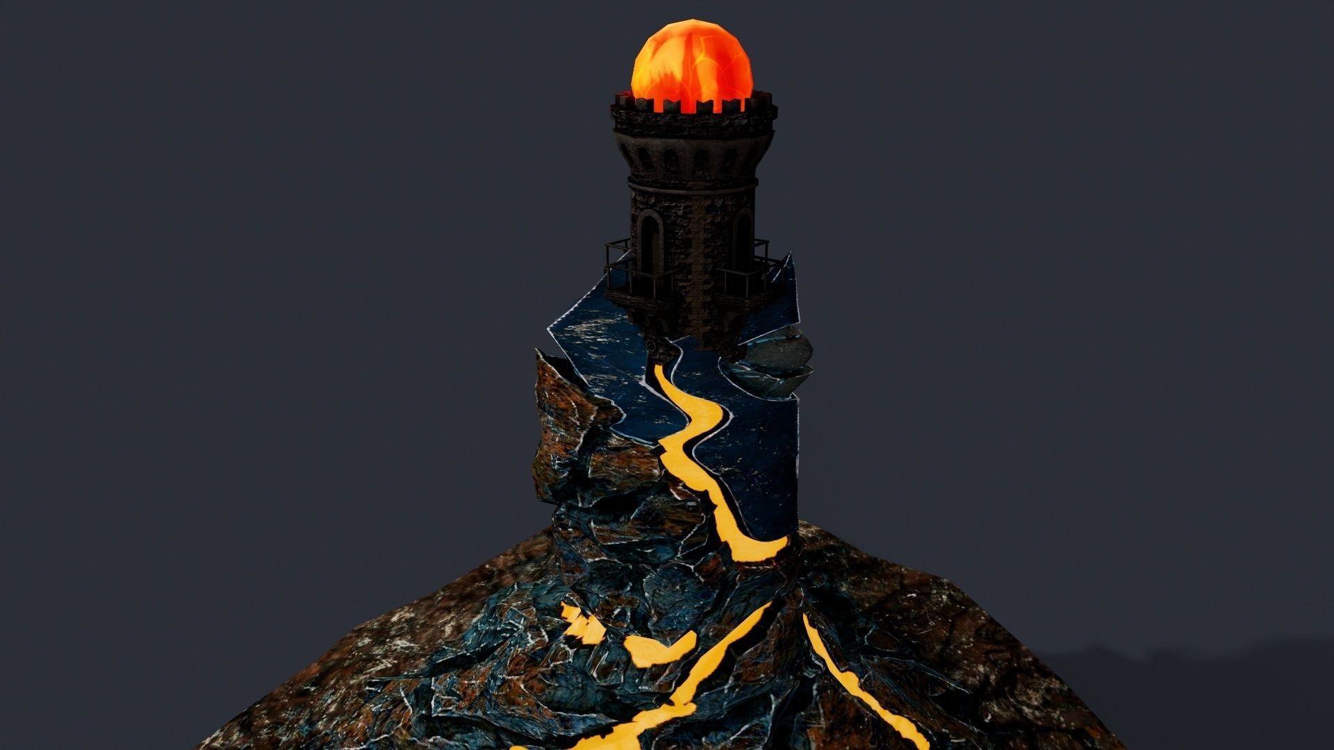 Lava Portal Tower Low-poly 3D model_4