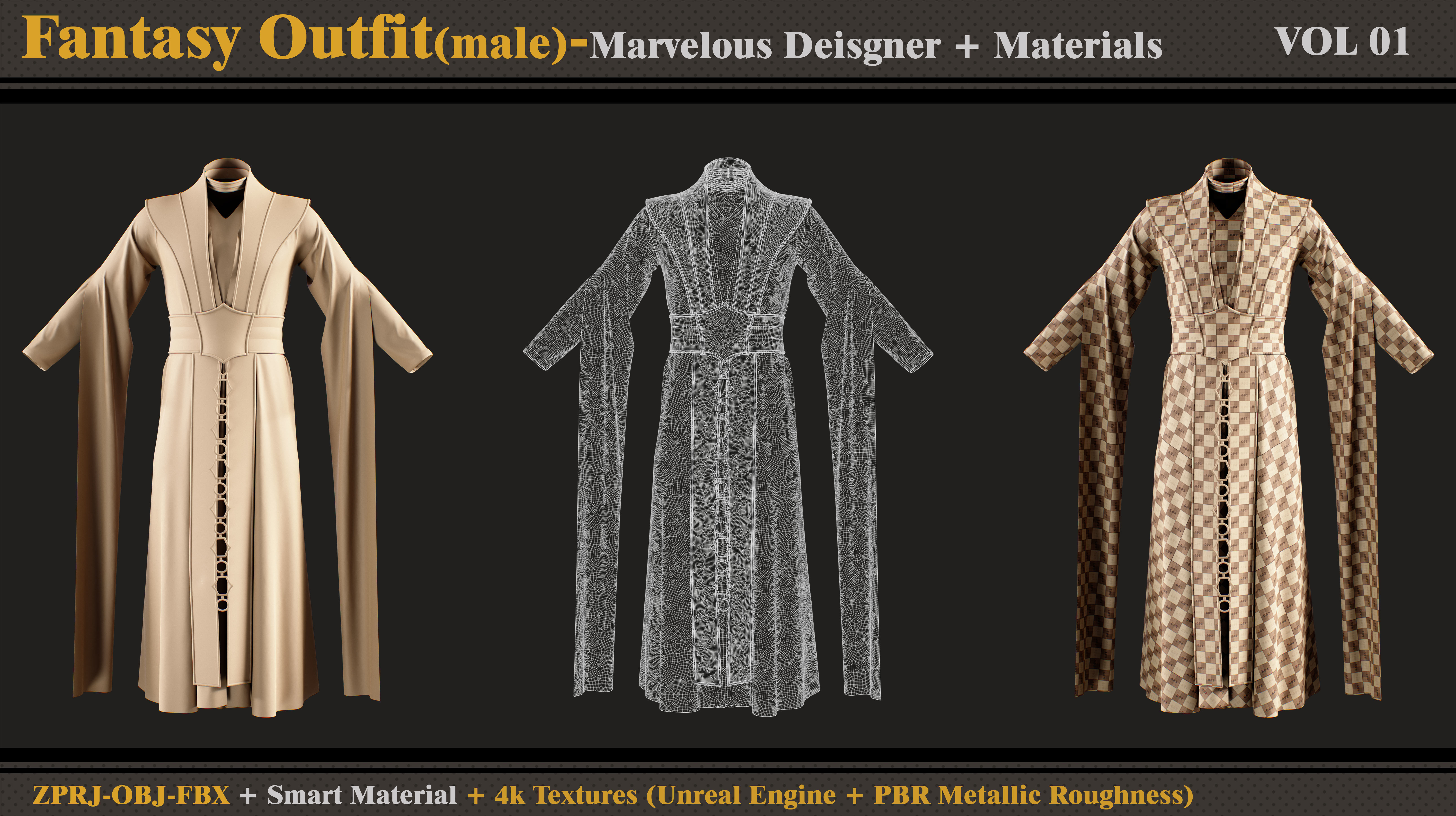 Fantasy Outfit-MD-Clo3d - Smart Material - Textures- OBJ- FBX 3D model_3