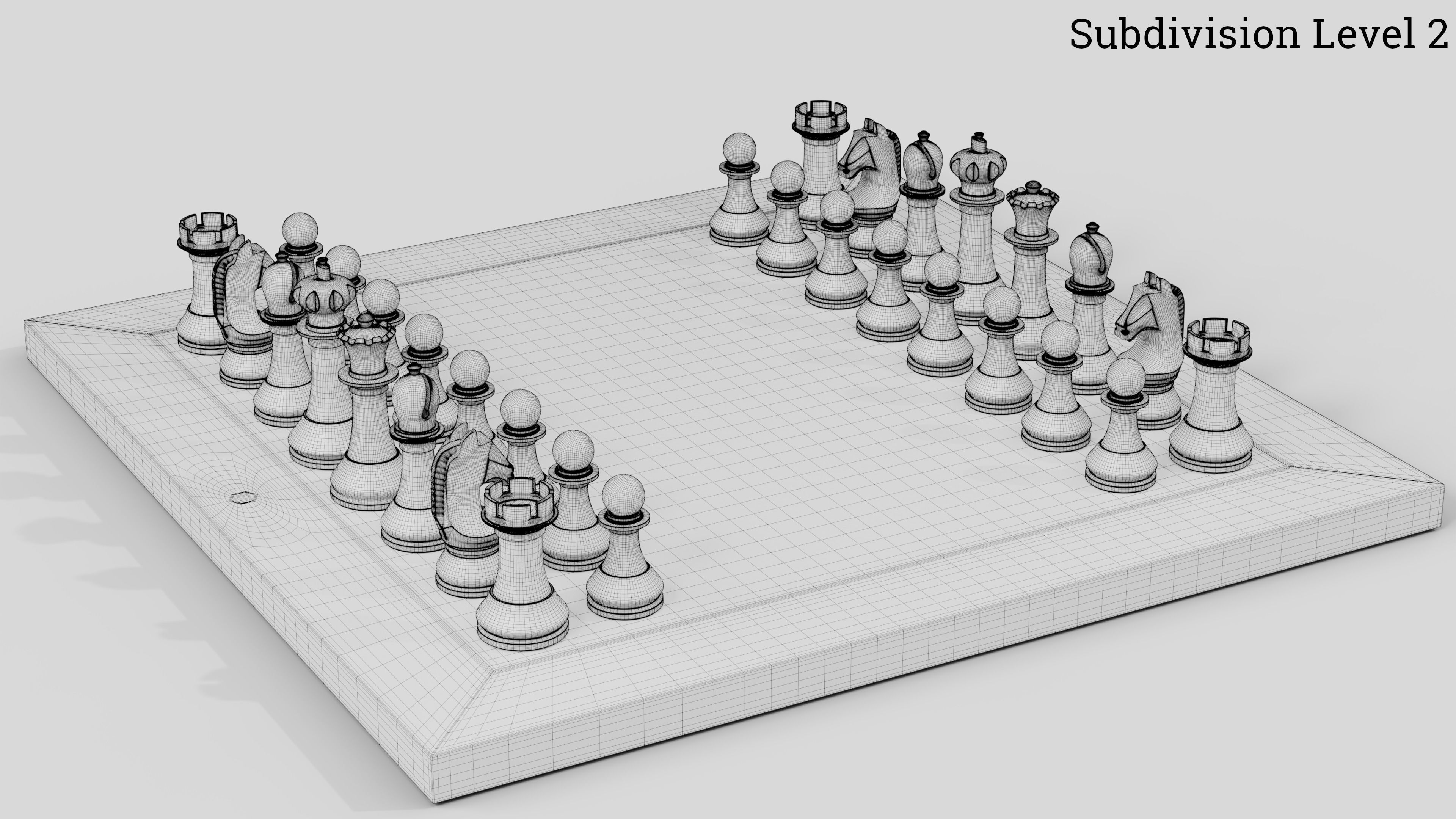 Wooden Chess Set 3D model_7