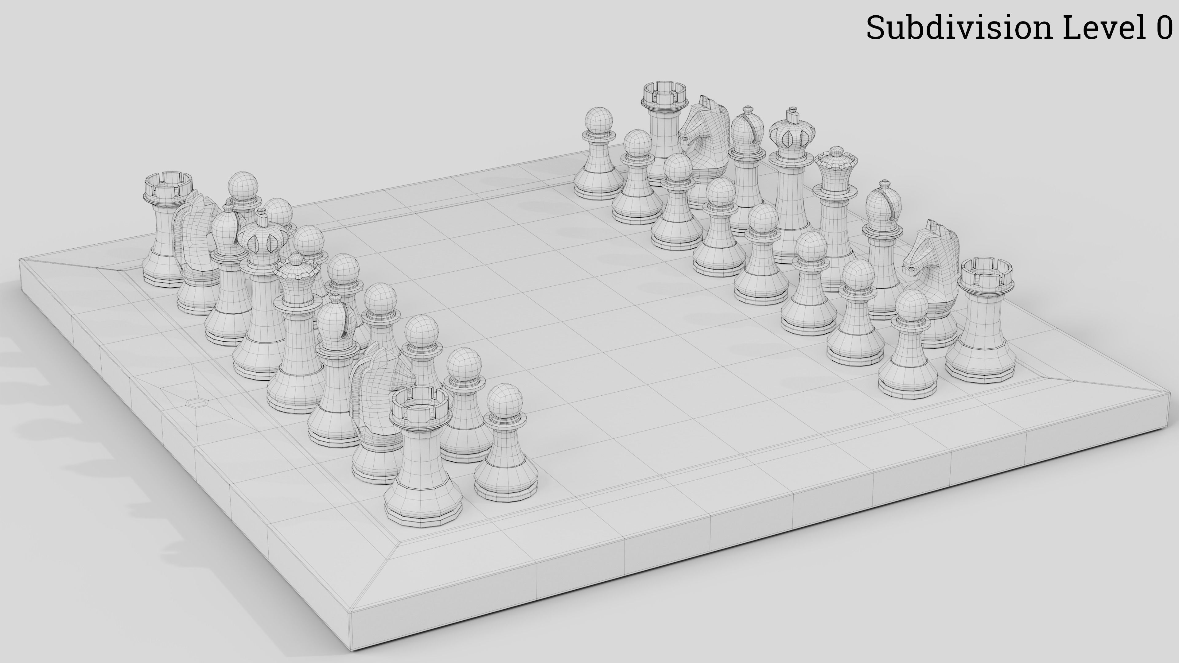 Wooden Chess Set 3D model_6