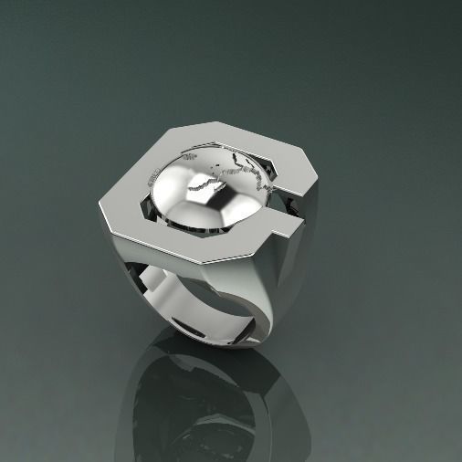 Ring with the letter G and Globe Model 4971 3D print model_1