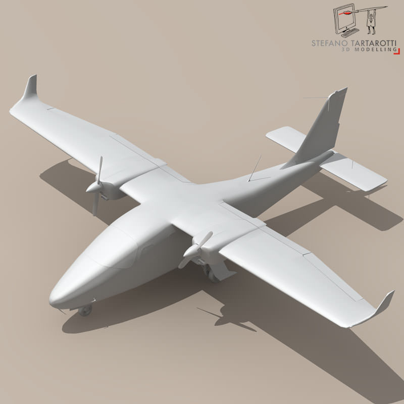 P2006t airplane with propellers 3D model_1