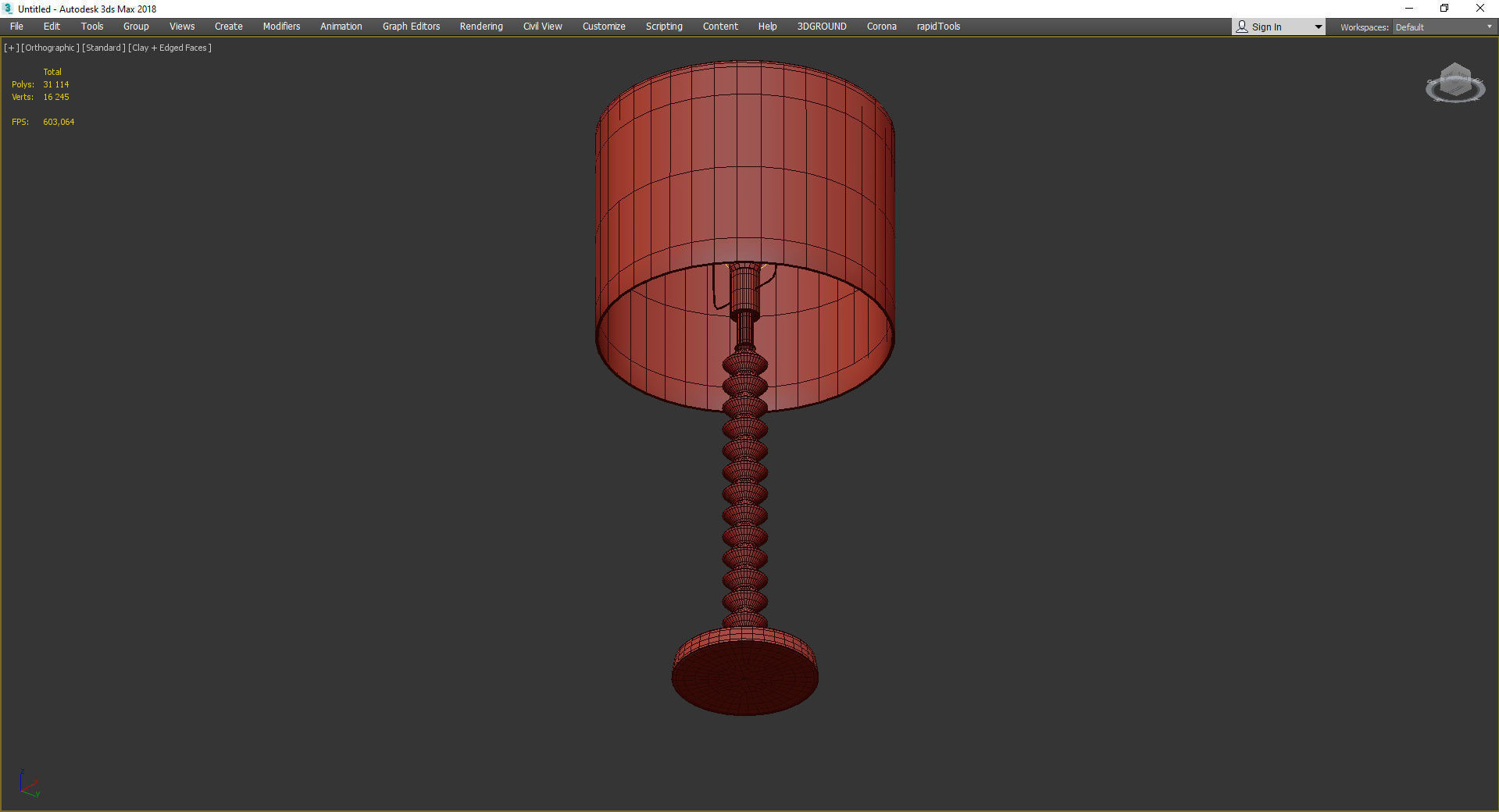 Parisa Aluminum Pagoda Cotton Shade Table Lamp Low-poly 3D model_3