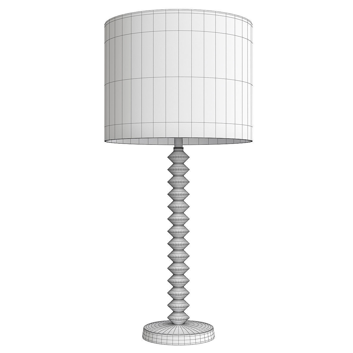 Parisa Aluminum Pagoda Cotton Shade Table Lamp Low-poly 3D model_1