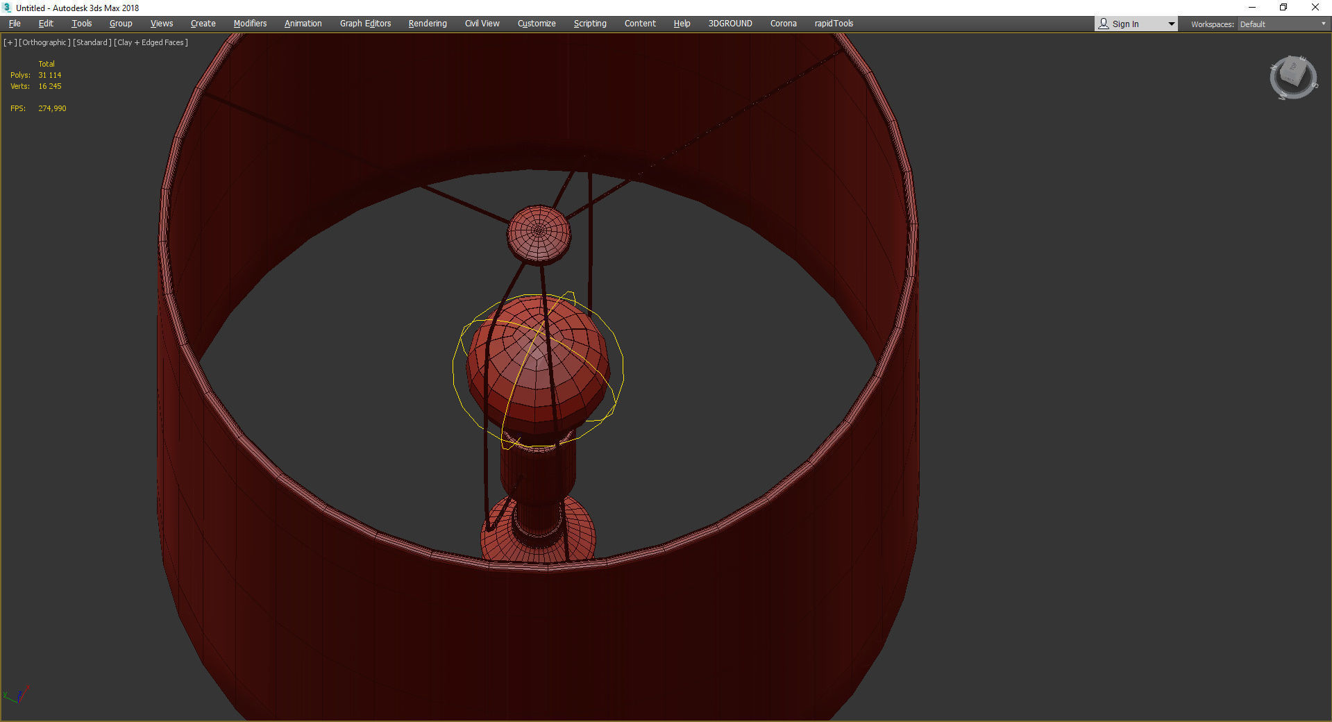 Parisa Aluminum Pagoda Cotton Shade Table Lamp Low-poly 3D model_4