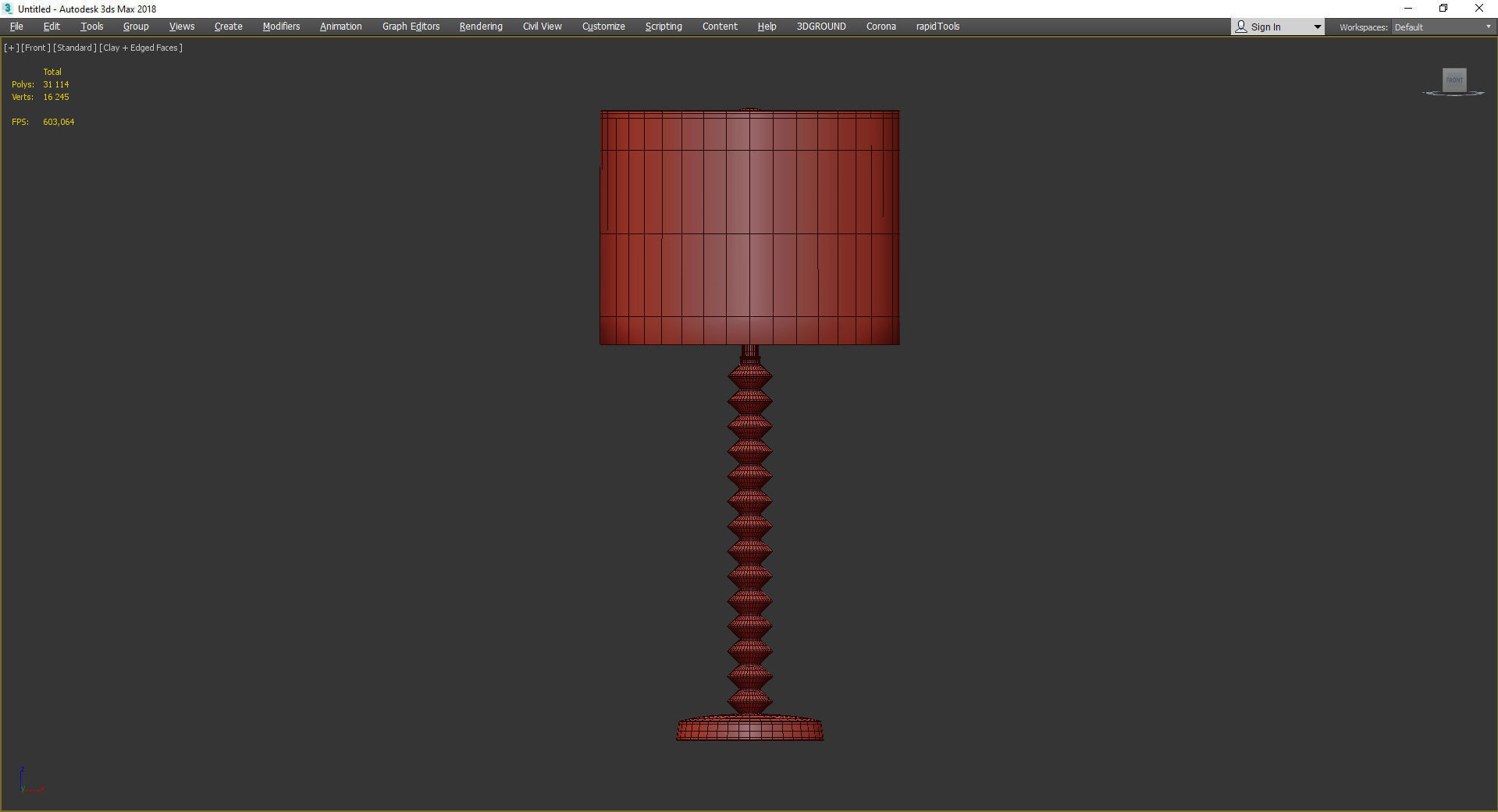 Parisa Aluminum Pagoda Cotton Shade Table Lamp Low-poly 3D model_2