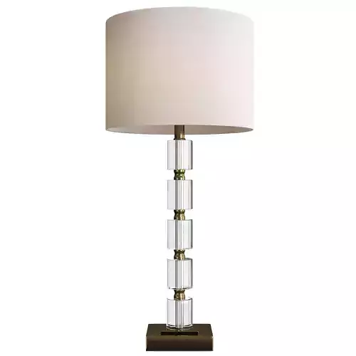 Crystal Bamboo Pole Burlap Shade Table Lamp