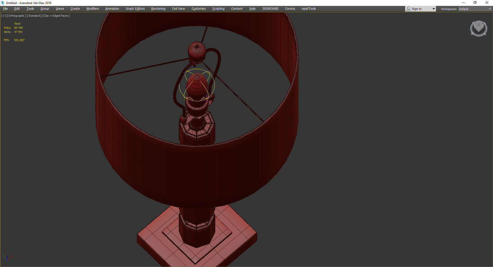 Crystal Bamboo Pole Burlap Shade Table Lamp Low-poly 3D model_4