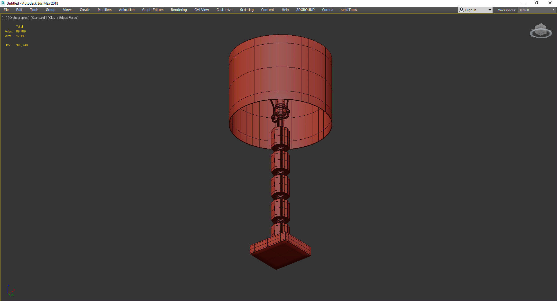 Crystal Bamboo Pole Burlap Shade Table Lamp Low-poly 3D model_3