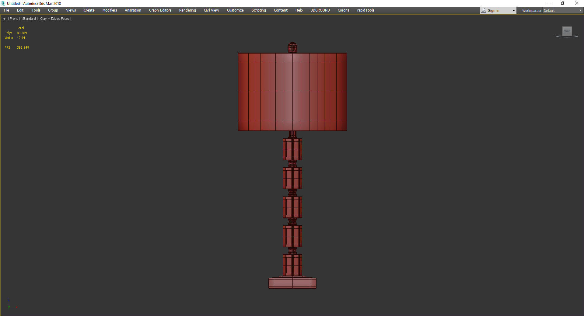 Crystal Bamboo Pole Burlap Shade Table Lamp Low-poly 3D model_2