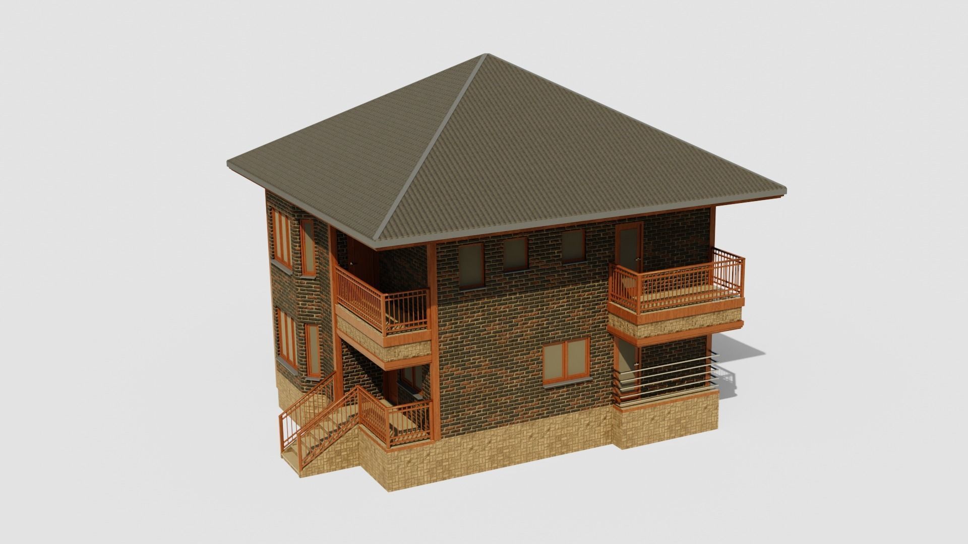 House 1 Low-poly 3D model_2