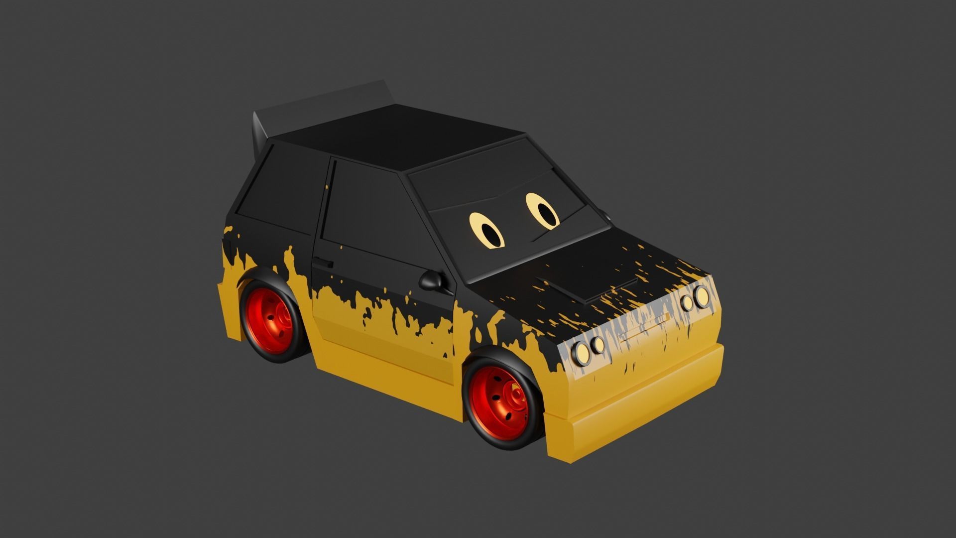 Rigged Low-Poly Car Model Low-poly 3D model_2