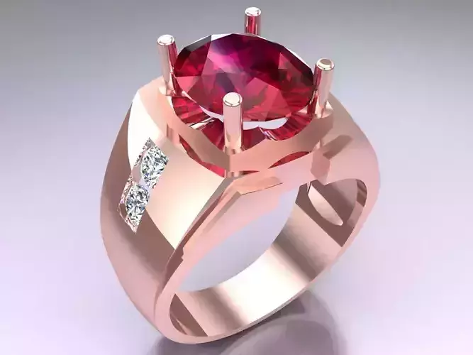 Oval Stone Ring - Mens Rings -  N226457