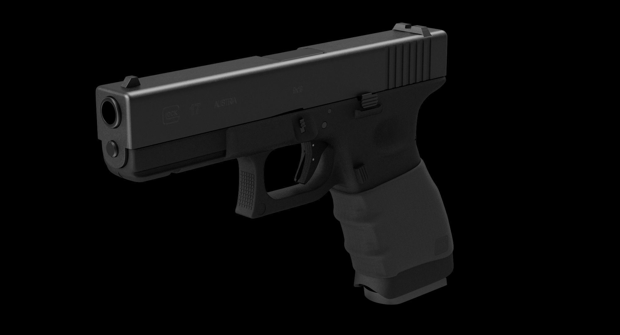Glock 17 Handle Low-poly 3D model_1