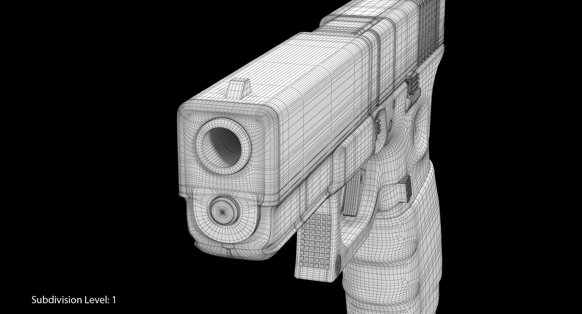 Glock 17 Handle Low-poly 3D model_9